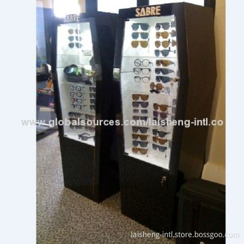 Fashion wooden display cabinet for sunglasses, MDF with veneer finishing store fixtures